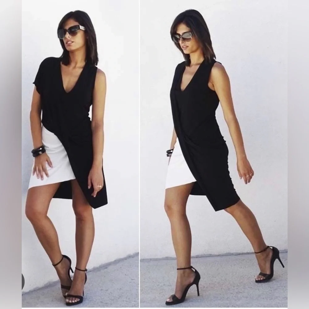 Zara W&B Collection Asymmetrical Draped Dress | EUC | Sz S - Picture 2 of 7